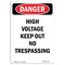 Signmission OSHA Danger Sign, 10" Height, Rigid Plastic, High Voltage Keep Out No Trespassing, Portrait OS-DS-P-710-V-2547 - alternate 1